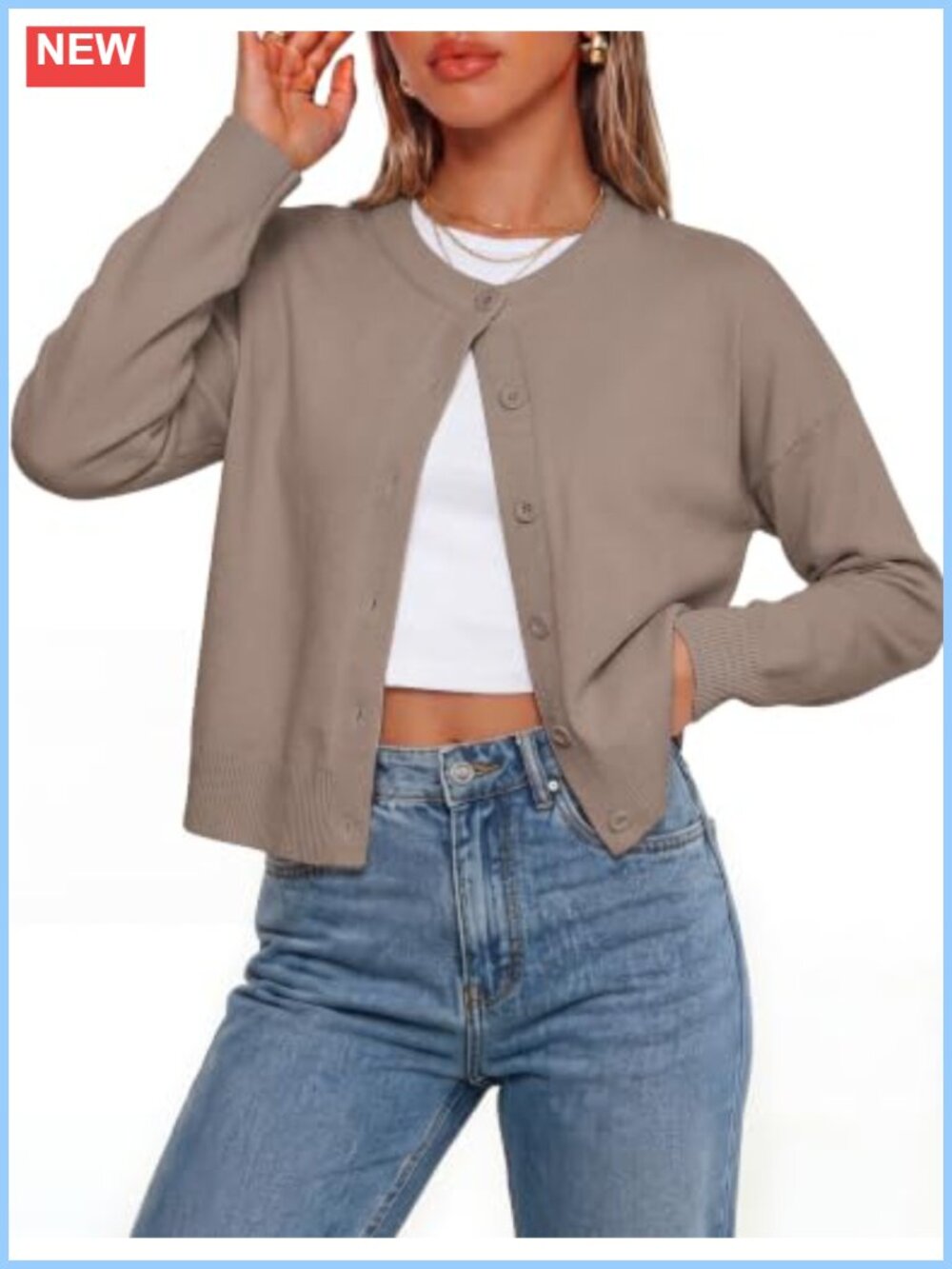 Cropped Cardigan Sweater Button Up Knit Trendy